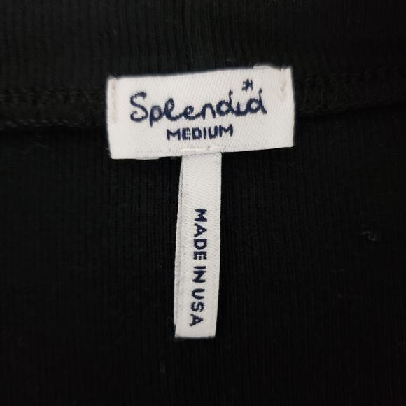 Splendid Boyfriend Cardigan Sweater Women M Roll Tab Long Sleeves Modal Black - Picture 10 of 12